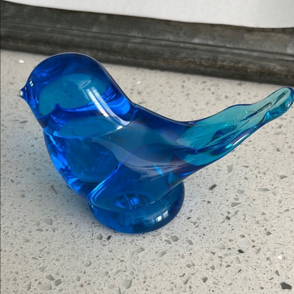 Ozark Studios Handblown Blue Bird Signed & Dated 1989 Made In USA